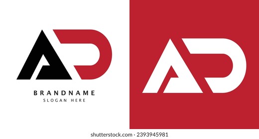 Abstract Initial Letter ad and da Logo. Shape Cutout Style isolated on Double Background. Usable for Business and Branding Logos. Flat Vector Logo Design Template Element.