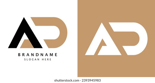 Abstract Initial Letter ad and da Logo. Shape Cutout Style isolated on Double Background. Usable for Business and Branding Logos. Flat Vector Logo Design Template Element.