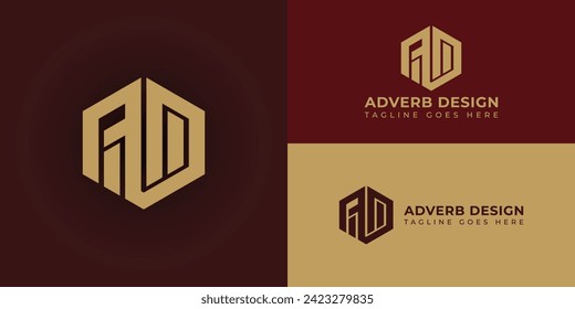 Abstract initial letter AD or DA logo in gold color isolated in deep multiple red and gold background applied for clothing logo also suitable for the brands or companies have initial name DA or AD.