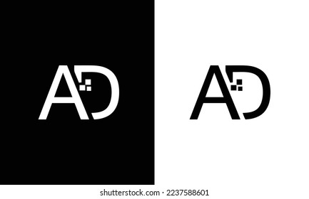 Abstract Initial Letter AD Tech Logo.