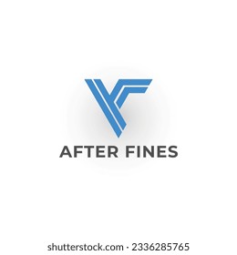 Abstract the initial letter AF or FA in blue color isolated on white background. AF letter logo design on a white background. FA monogram initial logo concept. AF icon logo design inspiration template