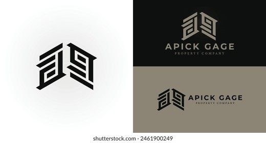 Abstrakter Anfangsbuchstabe AG oder GA Logo in Schwarz isoliert auf mehreren Hintergrundfarben. Das Logo eignet sich für Immobilien- und Hypothekenunternehmen Logo Design Inspiration Vorlagen.