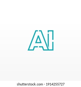 Abstract Initial Letter AI  Logo. Line Style isolated. Usable for Business and Technology Logos. Flat Vector Logo Design Template Element.