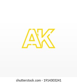 Abstract Initial Letter AK Logo. Line Style isolated. Usable for Business and Technology Logos. Flat Vector Logo Design Template Element.