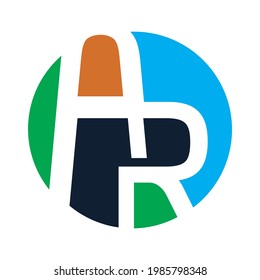 Abstract initial letter AR, RA logo design vector