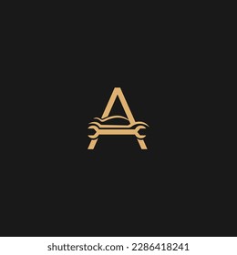 Abstract initial letter A Auto logo in gold color, applied for Auto logo also suitable for the brands or companies
