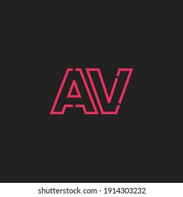 Resumen de la carta inicial AV Logo. Estilo de línea aislado. Usable para Logos de Negocios y Tecnología. Elemento de plantilla de diseño de logotipo de vectores planos.