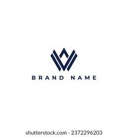 Abstract initial letter AW or WA logo in blue color isolated on a white background. Letter AW logo applied for financial advisor firm company logo design inspiration template