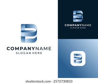 Abstract Initial Letter B Colorful Gradient Modern Geometric Vector Logo Design Illustration
