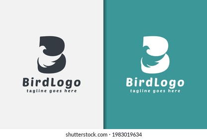 Abstract Initial Letter B Combined with Bird Shape Inside Logo Design.