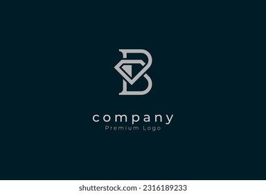 Resumen Letra inicial B Diseño de logotipo de diamantes, letra B con combinación de diamantes, utilizable para joyería, moda y logotipos de la empresa, ilustración vectorial