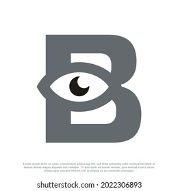 Abstract Initial Letter B with Eye Logo Design. Vector Illustration