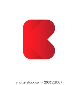 Abstract Initial Letter B or K Logo. Geometric Initial Letter B or K with Heart shape inside isolated on White Background. Flat Vector Logo Design Template Element usable Business and Brand Logos.