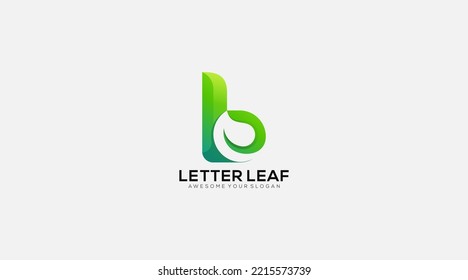 Abstract Initial Letter B, leaf, hearth Logo. green color isolated on White Background
