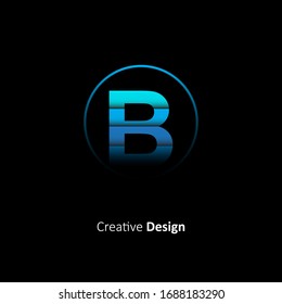 Abstract Initial Letter B Logo With Circle. Design Vector Illustration Paper Cut Template. Origami Logo Concept