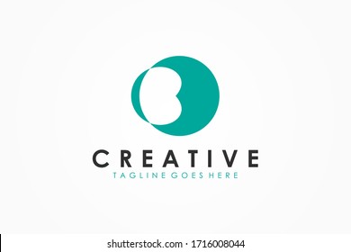 Abstract Initial Letter B Logo. Negative Space with Circle Shape isolated on White Background. Usable for Business and Technology Logos. Flat Vector Logo Design Template Element.