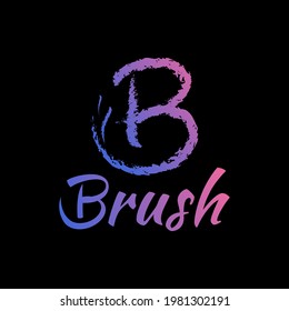 abstract initial letter B logo symbol for brush pen, ink, artistic, tool portraitist