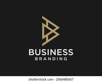 Resumen Logo De La Letra Inicial B. Forma geométrica de oro aislada en fondo negro. Usable para logotipos de empresas y marcas. Elemento de plantilla de diseño de logotipo de vectores planos