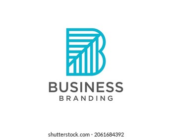 Abstract Initial Letter B Logo. Blue Geometric Shape isolated on White Background. Usable for Business and Branding Logos. Flat Vector Logo Design Template Element