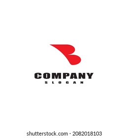 Abstract Initial Letter B Logo. Red Letter B Geometric Shape Wing Isolated on White Background. Design vector Template Element