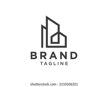 Abstract Initial Letter B Logo. Black Geometric Shape isolated on White Background. Usable for Business and Branding Logos. Flat Vector Logo Design Template Element