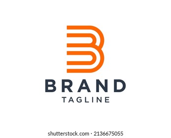 Resumen Logo De La Letra Inicial B. Forma geométrica naranja Estilo originami aislado en fondo blanco. Usable para logotipos de empresas y marcas. Elemento de plantilla de diseño de logotipo de vectores planos.