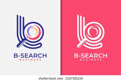 Abstract Initial Letter B Logo Design Combined with Magnifying Glass Style Concept. Modern Monogram Vector Logo Illustration.