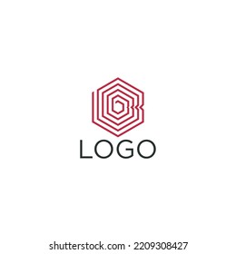Abstrakter Anfangsbuchstabe B Logo-Design mit Labyrinth-Vektorgrafik 