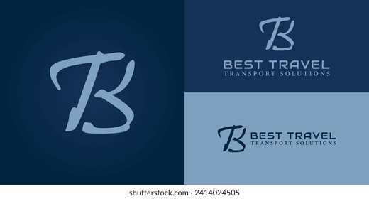 abstract initial letter B and T logo in luxury blue logo isolated in dark blue background applied for travel agency logo also suitable for the brands or companies that have initial name BT or TB