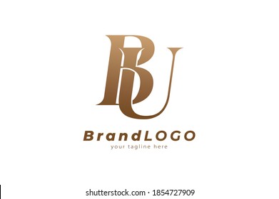 Abstract initial letter B and U logo,usable for branding and business logos, Flat Logo Design Template, vector illustration