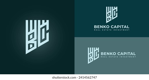 Resumen de la carta inicial logotipo BC o CB en color azul aislado en fondo marino aplicado para el logotipo de la empresa de inversión de capital también adecuado para las marcas o empresas que tienen nombre inicial BC o CB.