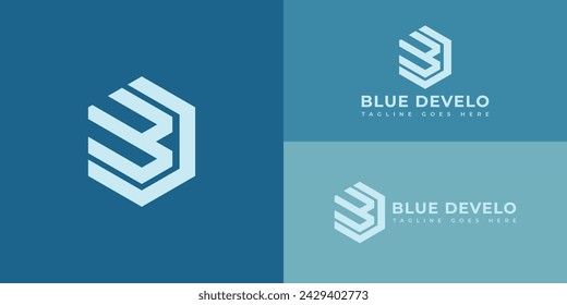 Abstract initial letter BD or DB logo in soft blue color isolated in multiple blue backgrounds applied for business and consulting logo also suitable for the brand or company have same initial name