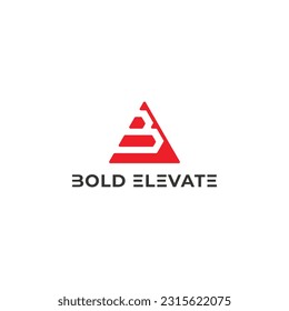 Abstract initial letter BE or EB logo in red color isolated in white background. Initial Letter EB Design Triangle and Square Logo. Red triangle letter BE logo for business and technology logo.