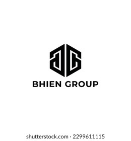Abstract initial letter BG or GB logo in black color isolated in white background. BG logo letter initial, Abstract polygonal Background Logo.