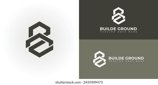 Abstract initial letter BG or GB logo in soft green color isolated in multiple background colors. Initial letters BG or GB hexagon logo shape. Deep green letter BG for the construction company logo.