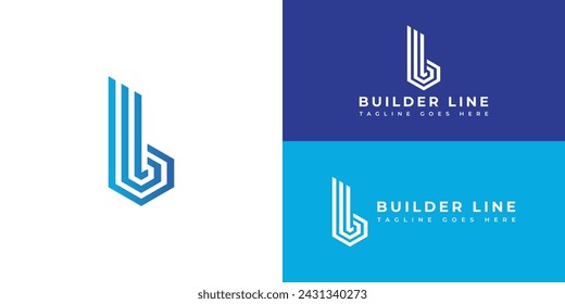 abstract initial letter BL or LB logo in blue color isolated in multiple background colors applied for construction company logo also suitable for the brand or company that have initial name BL or LB