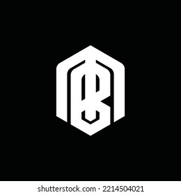 Abstract initial letter BM or MB logo in white color isolated in black background