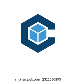 Abstract initial letter C or CC logo in blue color isolated in white background applied for business and educational logo also suitable for the brands or companies have initial name CC or C.