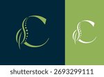Abstract Initial letter C with chiropractic or spinal backbone logo design vector illustration