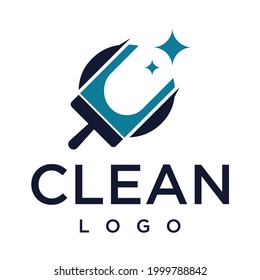 Abstract initial letter C with cleaning logo vector design