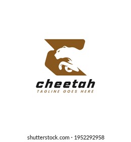 Abstract Initial Letter C Combined with Cheetah Shape Silhouette Inside. Graphic Design Element.