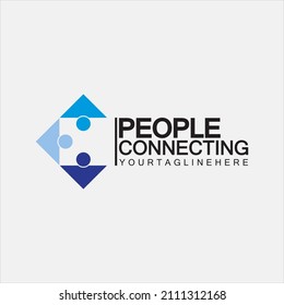 Abstract Initial Letter C Connecting People Logo Vector  Design Template