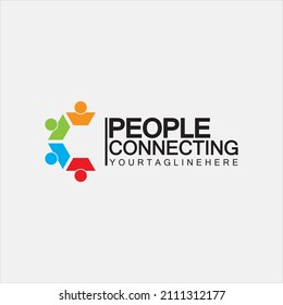 Abstract Initial Letter C Connecting People Logo Vector  Design Template