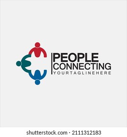 Abstract Initial Letter C Connecting People Logo Vector  Design Template