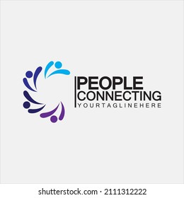 Abstract Initial Letter C Connecting People Logo Vector  Design Template