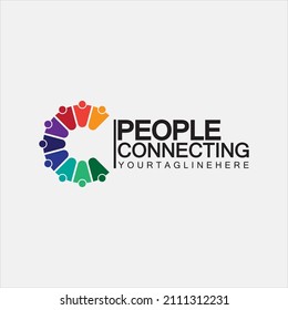 Abstract Initial Letter C Connecting People Logo Vector  Design Template