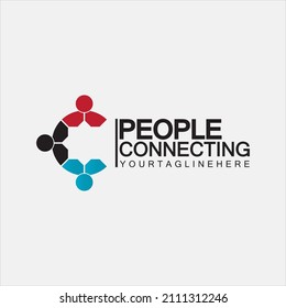 Abstract Initial Letter C Connecting People Logo Vector  Design Template