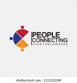 Abstract Initial Letter C Connecting People Logo Vector  Design Template
