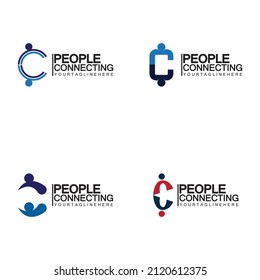 Abstract Initial Letter C Connecting People Logo Vector  Design Template