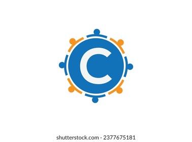 Abstract Initial Letter C Connecting People Logo.